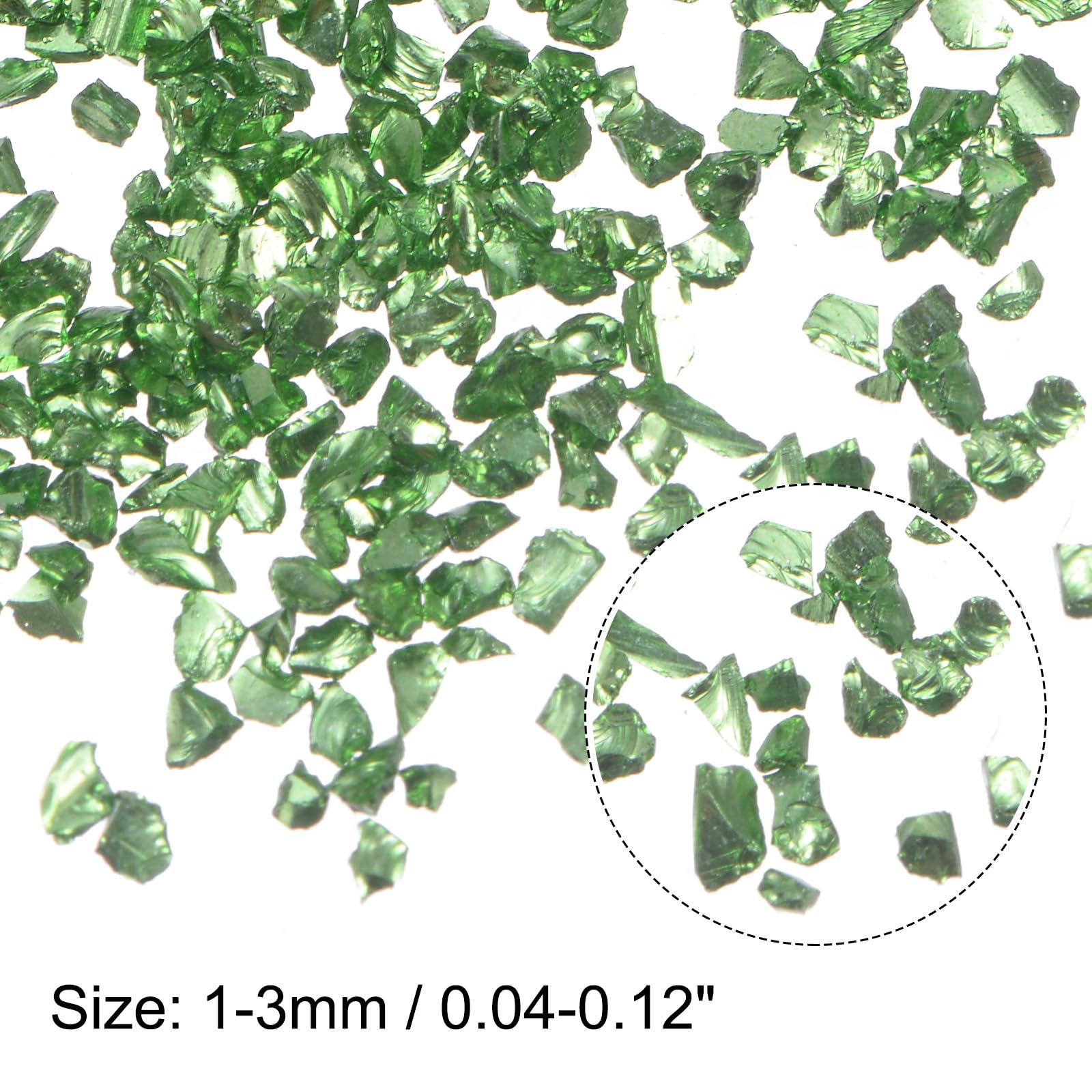 HARFINGTON 40g Crushed Glass Chips 1-3mm Shiny Electroplating Irregular Broken Sprinkles Chunky Glass for Crafts DIY Resin Art Decoration Vase Filler, Lake Green