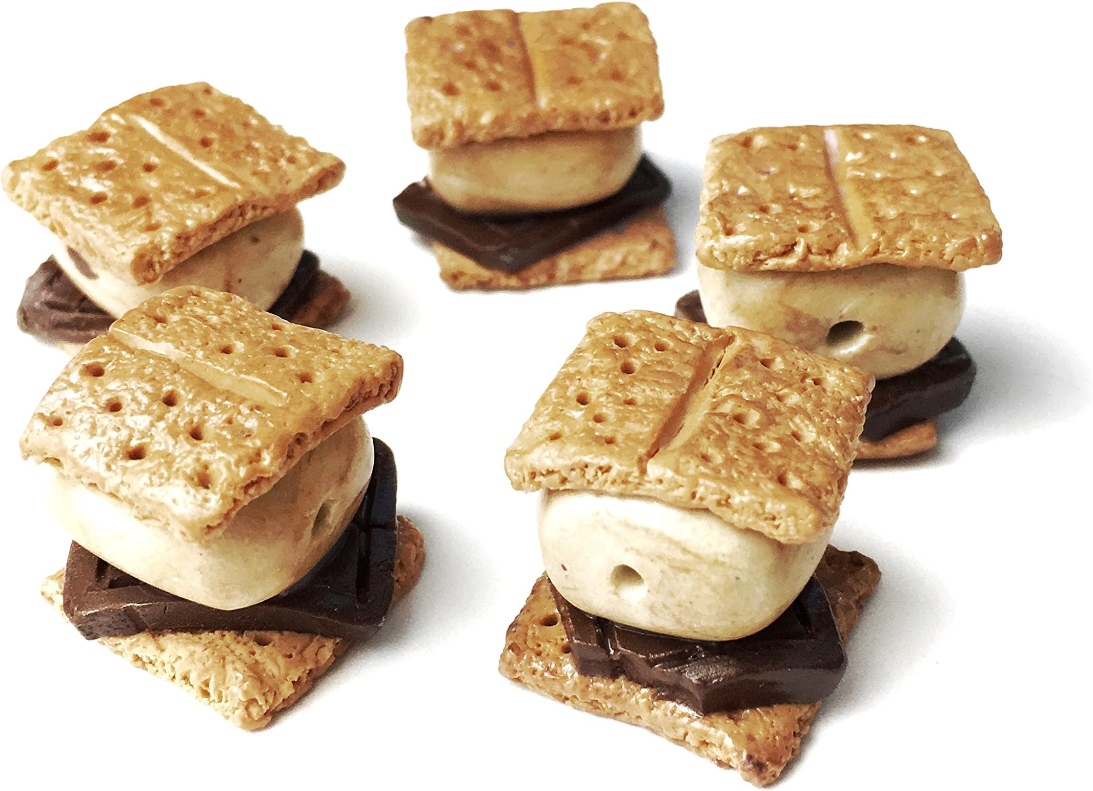Smore Beads - Novelty Beads, Polymer Clay Beads, Miniature Smore Beads, Sandwich Beads, Marshmallow Beads, Chocolate Beads, Polymer Clay Bead, Food Beads, Campfire Kawaii