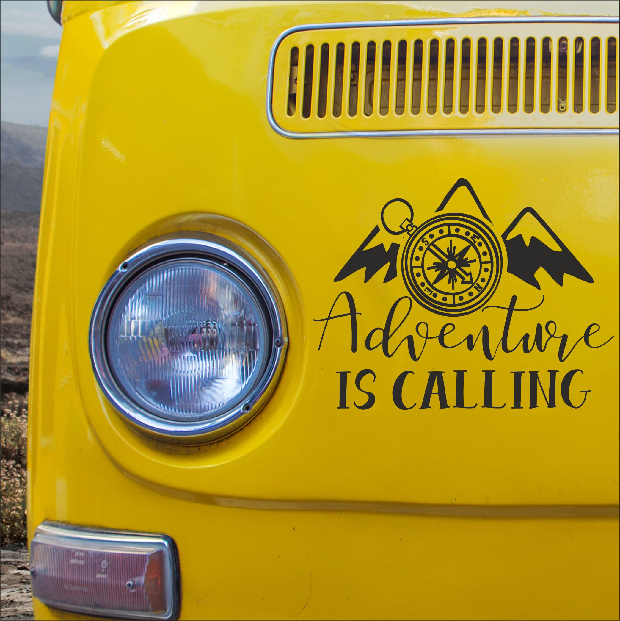 Level 33 Black Adventure Is Calling - Camper Vinyl Decal - Will Apply To Most Surfaces - Vehicles, Camper Vans, Bumper Sign Decal 20Cm X 15.4Cm
