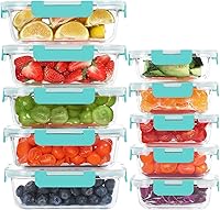 Vista 12 de KOMUEE - Juego de 10 recipientes de vidrio para preparación de comidas con tapas, recipientes herméticos para el almuerzo, aptos para microondas