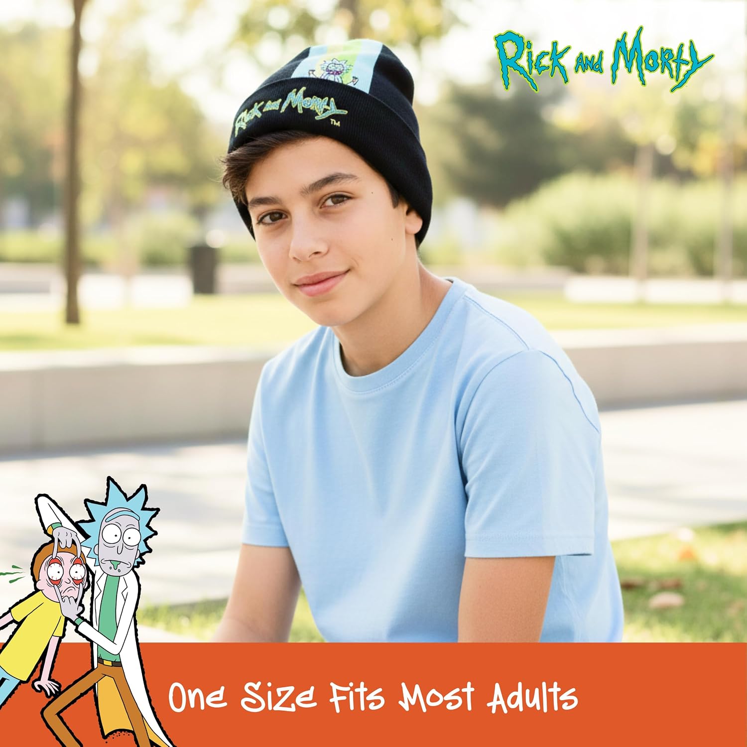 Concept One Unisex Adult Rick and Morty Beanie Hat, Adult Cuffed Winter Knit Cap for Men and Women
