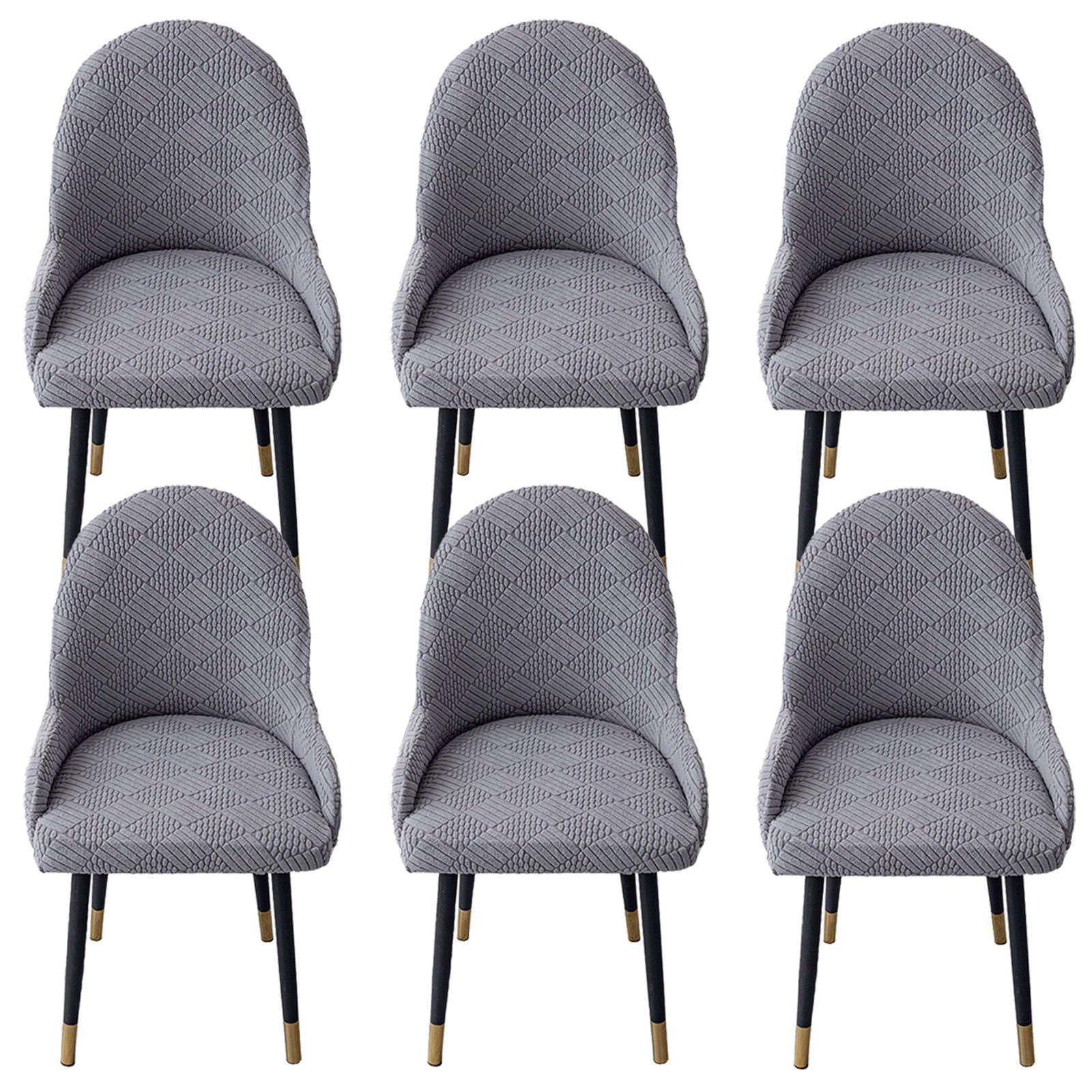 Dining Chair Covers Stretch, Chair Slipcover With Arm Removable Curved Back Chair Covers Washable For Dining Room Decoration-dark grey-Set of 6