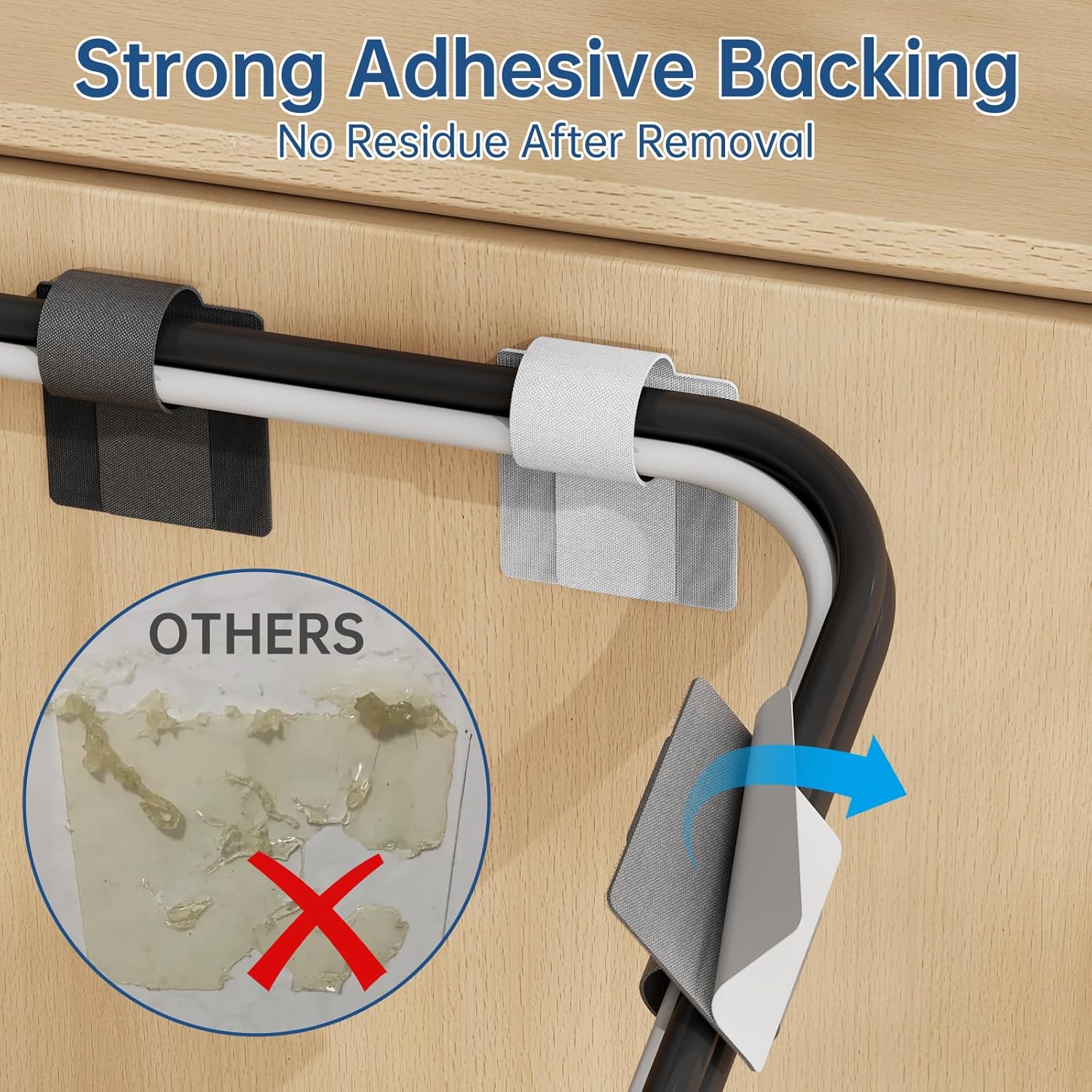 NiHome 50PCS Cable Organizers, Self-Adhesive Hook & Loop Cable Ties for Cord Management, Reusable Wire Holders for Home, Office, Desk, Kitchen, Workshop, Adjustable Strap for USB-C Cables, Power Cords