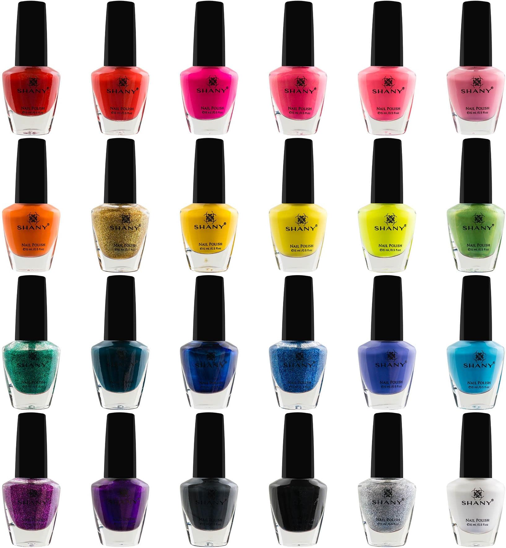 SHANY Cosmopolitan DIY Nail Polish set - Nail Lacquer Quick Dry, Full Size, Vibrant, Colorful, Trendy, Glitter, Glossy, Metallic, Matte Nail Art Nail Shades - 24 Colors Nail Polish Bulk