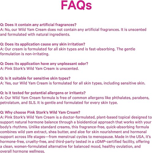 Miniatura 9 de Pink Stork Wild Yam Cream - Crema de progesterona - Tópico + equilibrio hormonal natural para mujeres - PMS, fertilidad, perimenopausia, menopausia