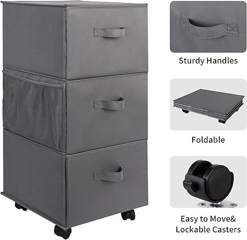 Miniatura 5 de GRANNY SAYS Organizador de almacenamiento de 3 cajones, cómoda de 3 cajones, cajón de almacenamiento para dormitorio, cajones de almacenamiento de