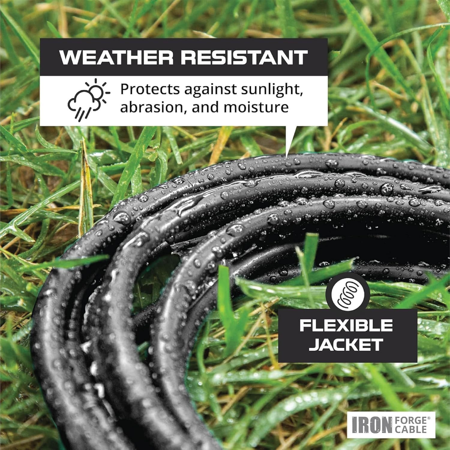 Iron Forge Cable 10 Gauge Extension Cord Heavy Duty, 15 Ft - Black SJTW image 3