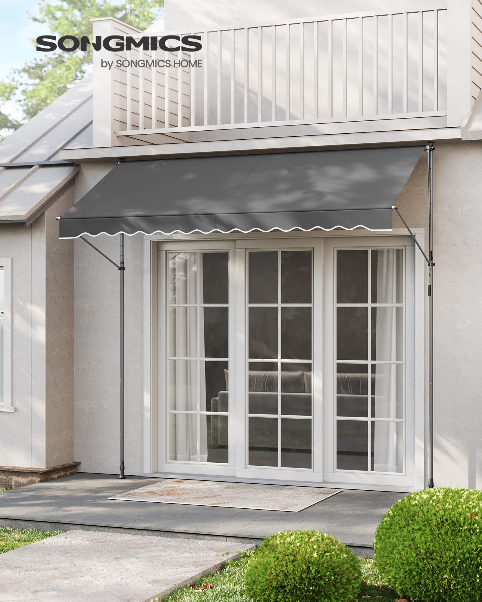 SONGMICS Klemmmarkise 300 x 120 cm höhenverstellbar mit Handkurbel anthrazit