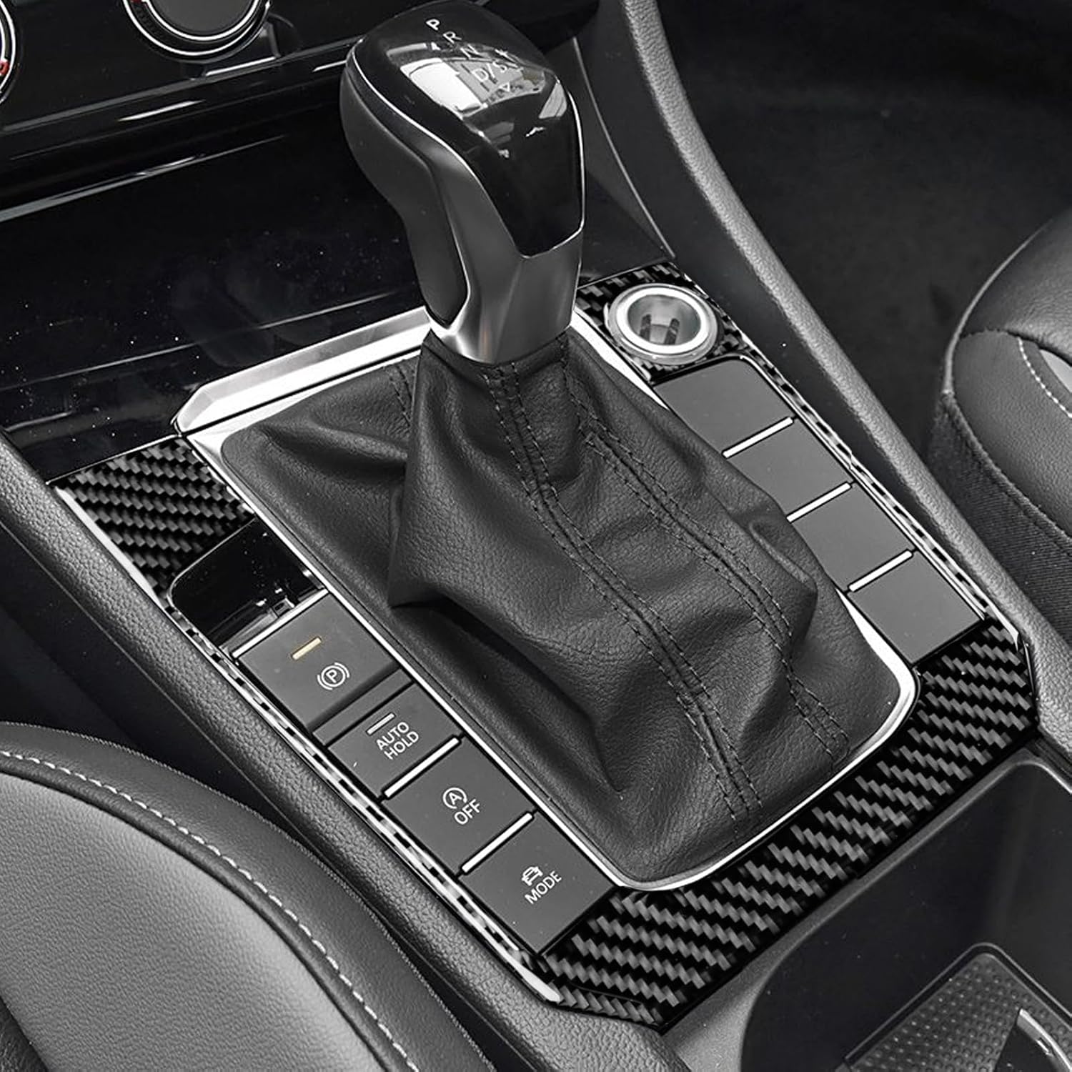 Durable Carbon Fiber Compatible with Volkswagen VW Jetta A7 2019-2025 2020 2021 2022 2023 2024 Accessories Car Gear Shift Control Anti-Scratch Panel Cover Interior Trim Sticker Decal Black -A