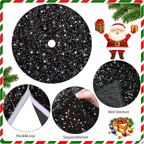 Miniatura 4 de Falda de árbol de Navidad, color azul bebé, 36 pulgadas, falda de árbol de lentejuelas con purpurina, falda de árbol de terciopelo azul claro, falda