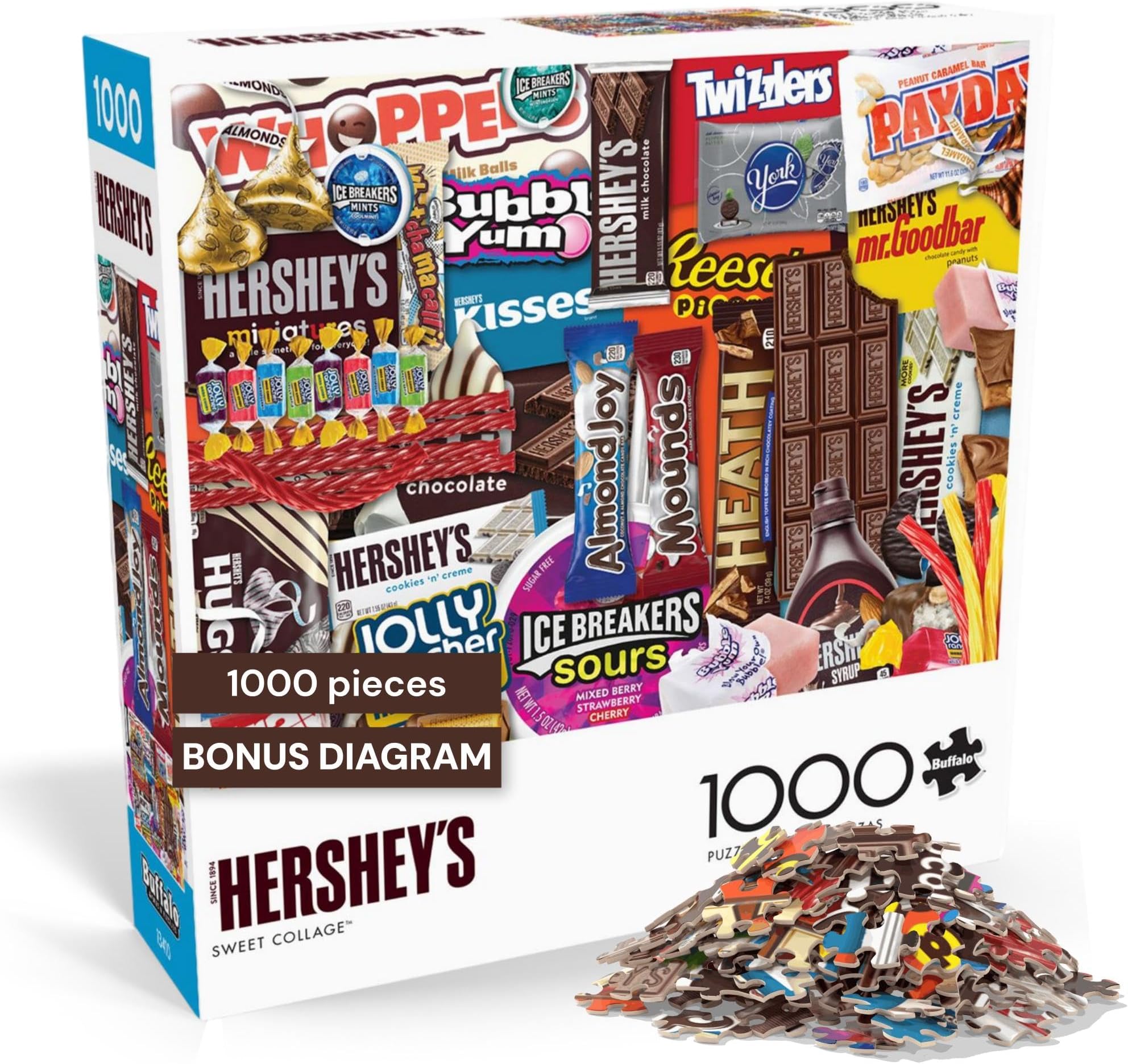 Buffalo Games - Hershey's Sweet Collage 1000 Piece Jigsaw Puzzle for Adults Colorful Candy Image Made in USA