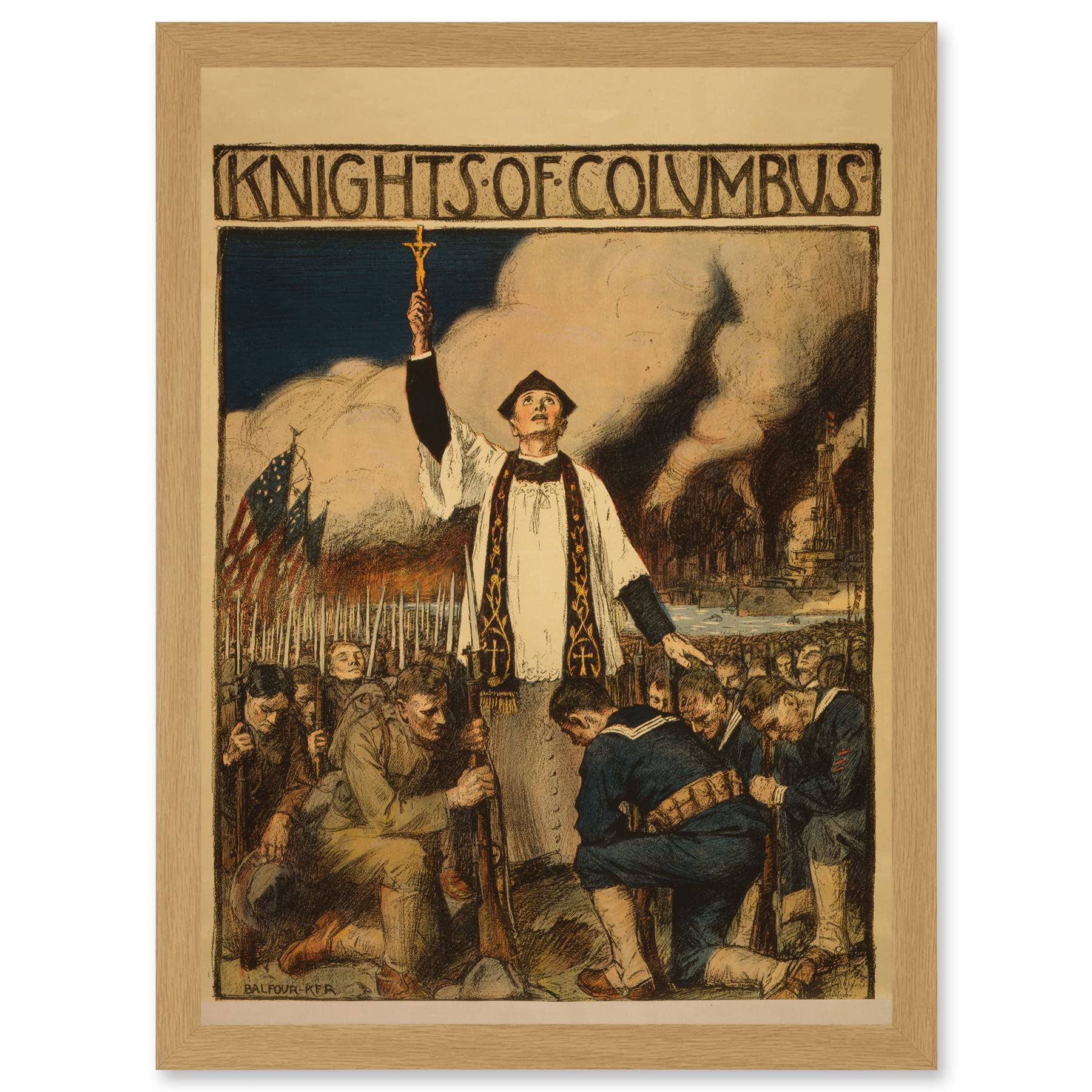 Wee Blue Coo World War Advert WW1 USA Knights Columbus Catholic Society Artwork Framed Wall Art Print A4