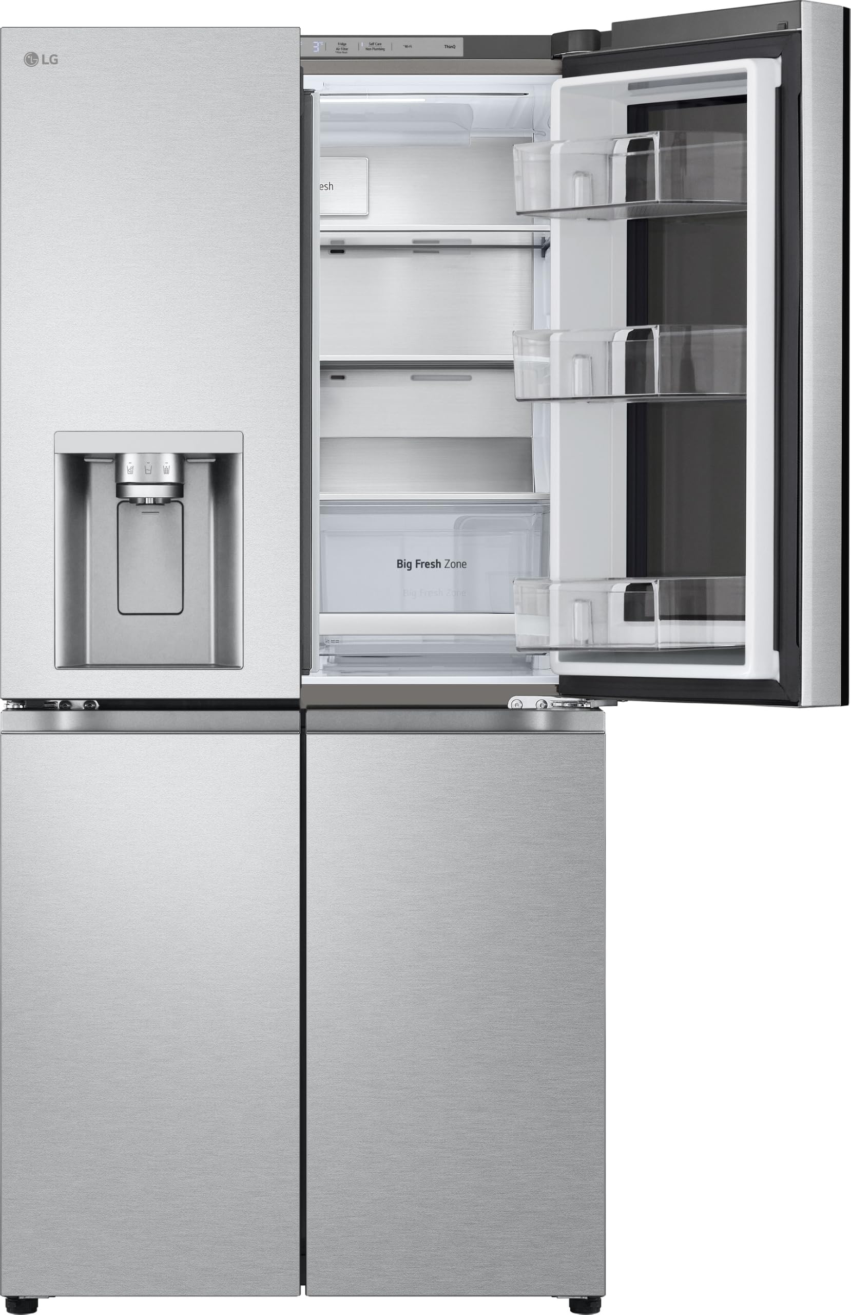 LG GMG861MBAE SLIM Multi-Door Kühlschrank mit Gefrierfach (508 L, Energieklasse E) mit InstaView, Eis- und Wasserspender, UVNano, Total No Frost, Silber