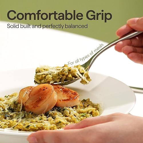 Miniatura 4 de Luciella Tropea - Juego de cubiertos pulidos, 45 piezas de acero inoxidable 1810 prémium con utensilios para servir, acabado de espejo moderno,