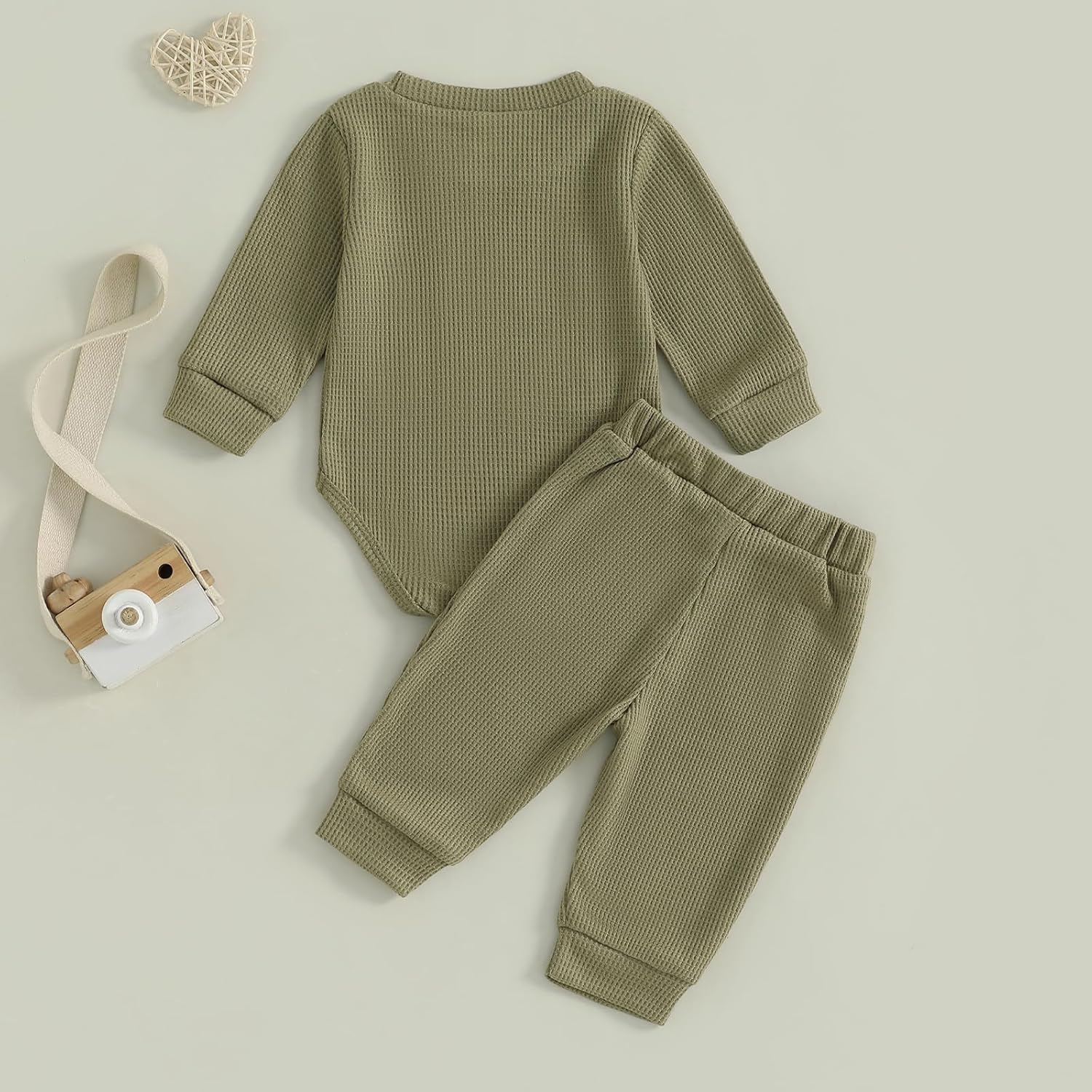 FOMOYUU Newborn Baby Boy Clothes Waffle Letter Embroider Long Sleeve Romper Pullover Tops and Pants Sets Fall Winter Outfits - Image 8