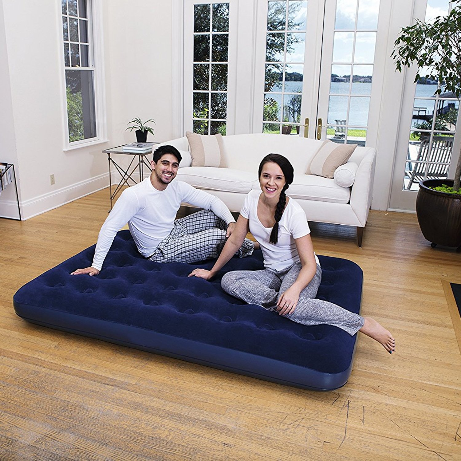 Denny International® Double Inflatable Flocked Air Bed Camping Mattress