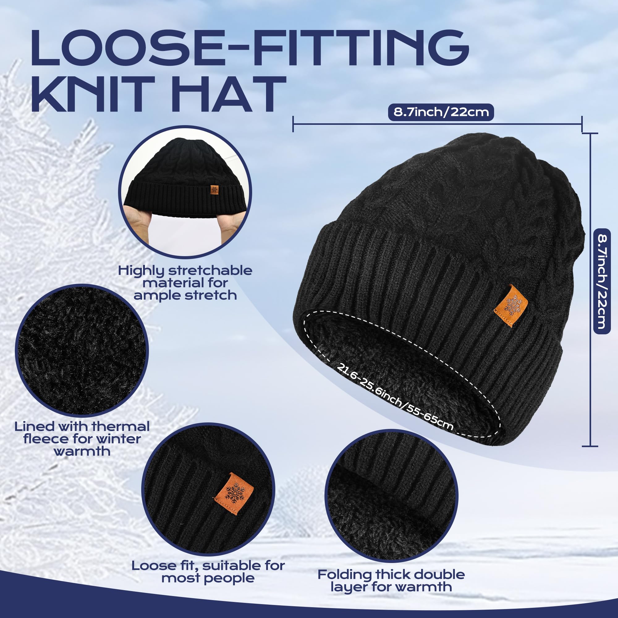 Mütze, Schal & Handschuh-Sets für Damen Herren,Wintermütze Strickmütze Beanie Schlauchschal Winterhandschuhe Touchscreen Handschuhe für Kaltes Wetter 3-in-1 Geschenk Set für den Winter