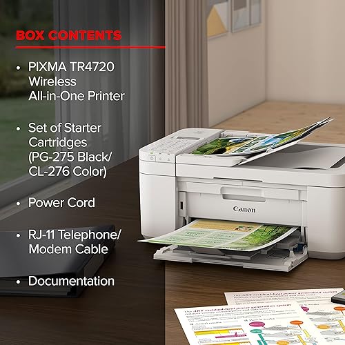Miniatura 5 de Canon PIXMA TR4720 Impresora inalámbrica de inyección de tinta todo en uno, color blanco - Impresión de copia de fax - 4800 x 1200 ppp, impresión