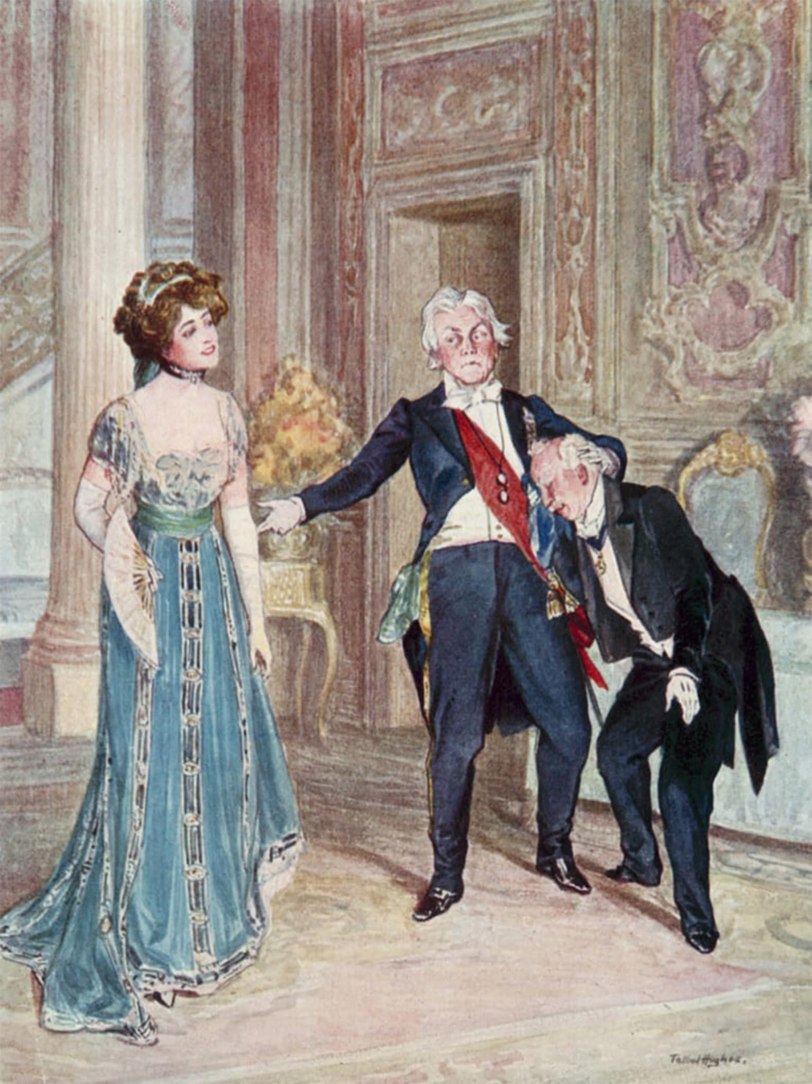 HRJUBWREE Famous Paintings Pictures Artwork Picture the Merry Widow Novikovitch Consults the Popoffs by Famous Artist Photo Wall Print for Home Decor 60x90cm