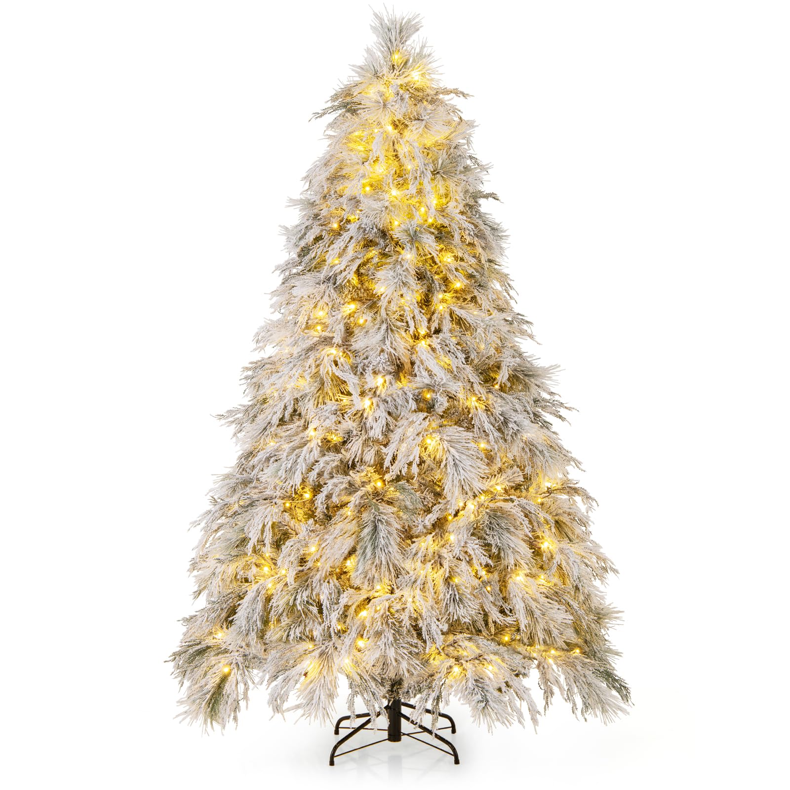 Amazon.com: Goplus 7ft Pre-Lit Snow Flocked Christmas Tree