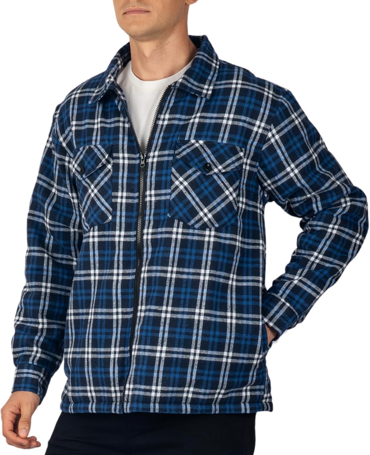 Alpine Swiss Mens Felix Fleece Lined Flannel Jacket Heavyweight Yet Soft Zip-Up Plaid Shirt Shacket Warm Winter Outerwear