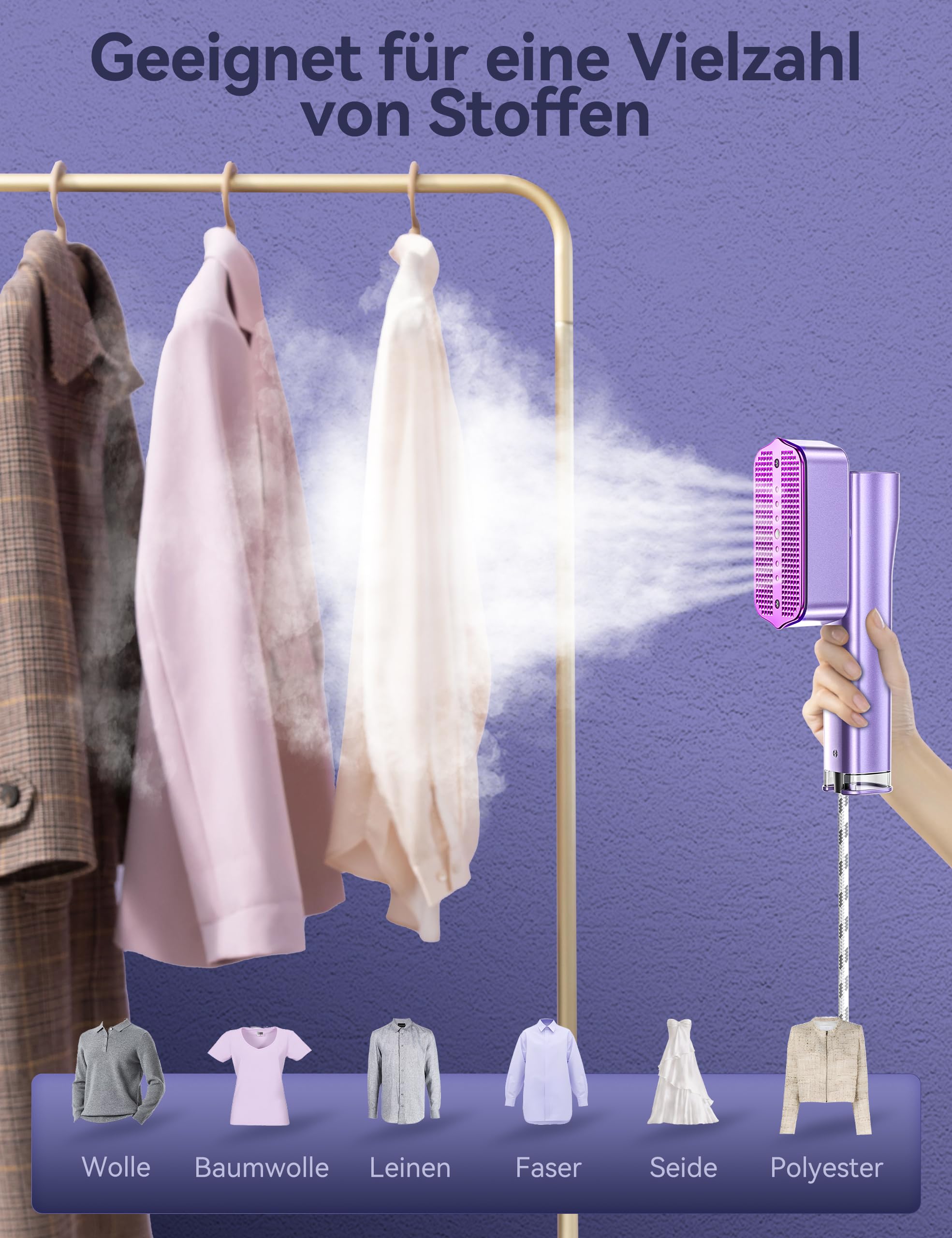 Sundu Défroisseur à vapeur 2 en 1 pour vêtements, fer à repasser de voyage, chauffage rapide en 15 secondes, fer à repasser mobile, fer à repasser de voyage, avec écran LED, 4 modes de repassage