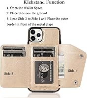 Vista 8 de LUVI Funda con tarjetero para iPhone 11 Pro con correa para el cuello, cadena cruzada, correa de muñeca, funda protectora con ranura para tarjeta