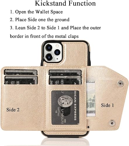 Miniatura 8 de LUVI Funda para iPhone 11 Pro Max con correa para el cuello, correa cruzada, correa de muñeca, funda protectora con ranura para tarjeta de crédito,