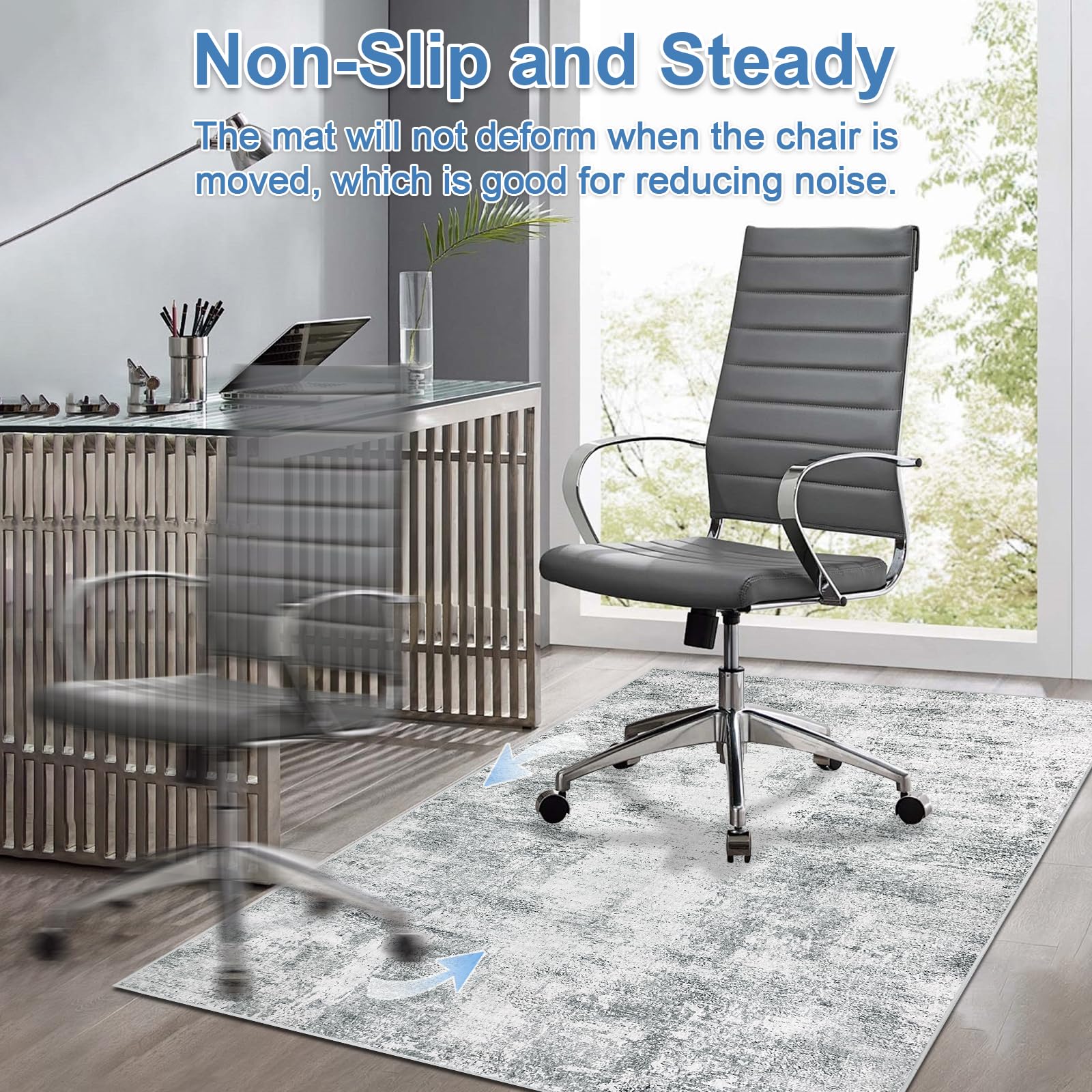 Capslpad - Tapis de chaise de bureau pour plancher en bois dur - 120x150 cm - Antidérapant moderne abstrait - Tapis de chaise multi-usage à poils courts - Protection de sol pour tapis - Tapis de