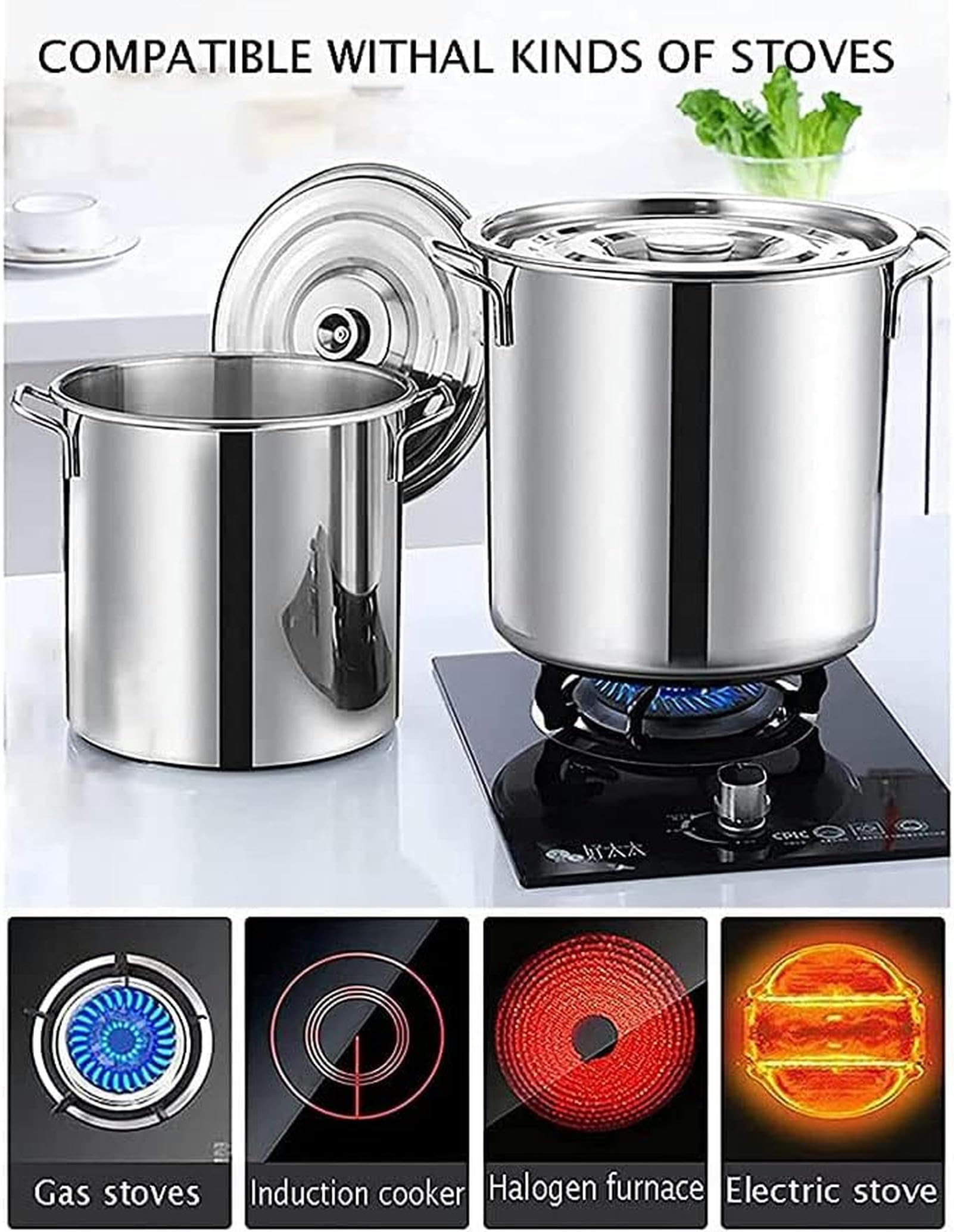 Suppentopf aus Edelstahl in handelsüblicher Qualität für Induktion, Kochen von Meeresfrüchten und Suppen