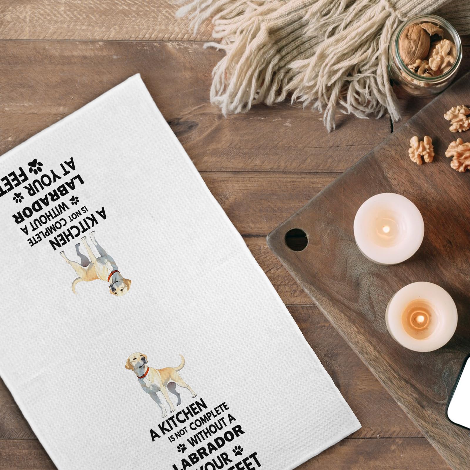 Labrador Retriever Kitchen Towels, 16x24 Inch, Modern, Polyester, Yellow Lab Gifts, Labrador Retriever Dog Hand Dish Tea Towels for Kitchen