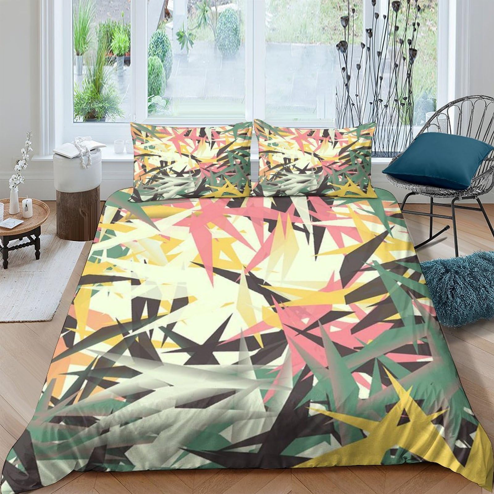 Ctjqhvkz Style-1 3D Printed Tropical Leaf Fitted Sheet Microfiber Soft Breathable Abstract Botanical Mattress Cover For Bedroom Guestroom Decor Single（135X200cm）