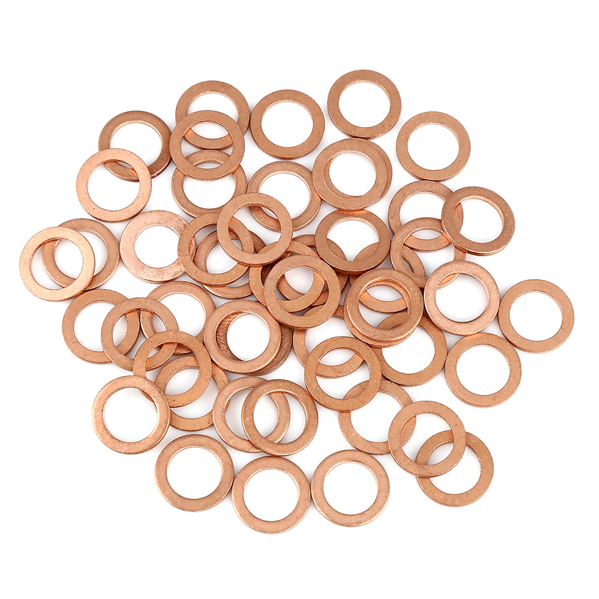 X AUTOHAUX 50pcs Copper Washer Flat Sealing Gasket Ring Spacer for Car 10 x 15 x 1.5mm