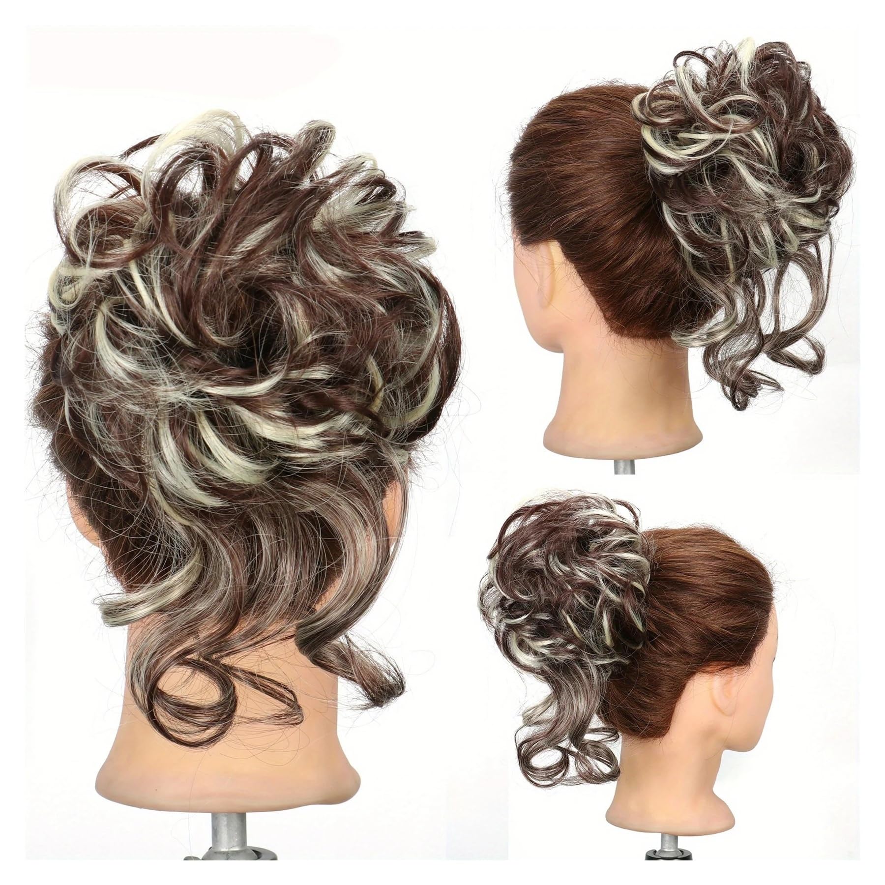 Lizhuzhuzs28 Women Synthetic Hair Buns Hairpiece Messy Fluffy Curly Chignon Ponytail Extensions with Elastic Rubber Band Daily(613)