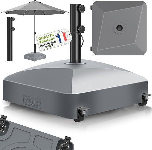 Pied de parasol GRAVIA à roulettes et freins, 37 L / 56 kg tillvex