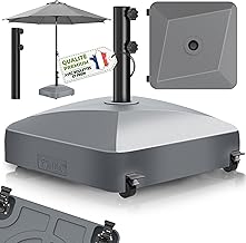 tillvex Gravia Parasol Stand with Wheels and Brakes, Umbrella Stand Fillable 37 Litres / 56 kg, Umbrella Weight Parasol & Market Umbrella Diameter 1.8 - 3.7 m, Weatherproof and UV-Resistant