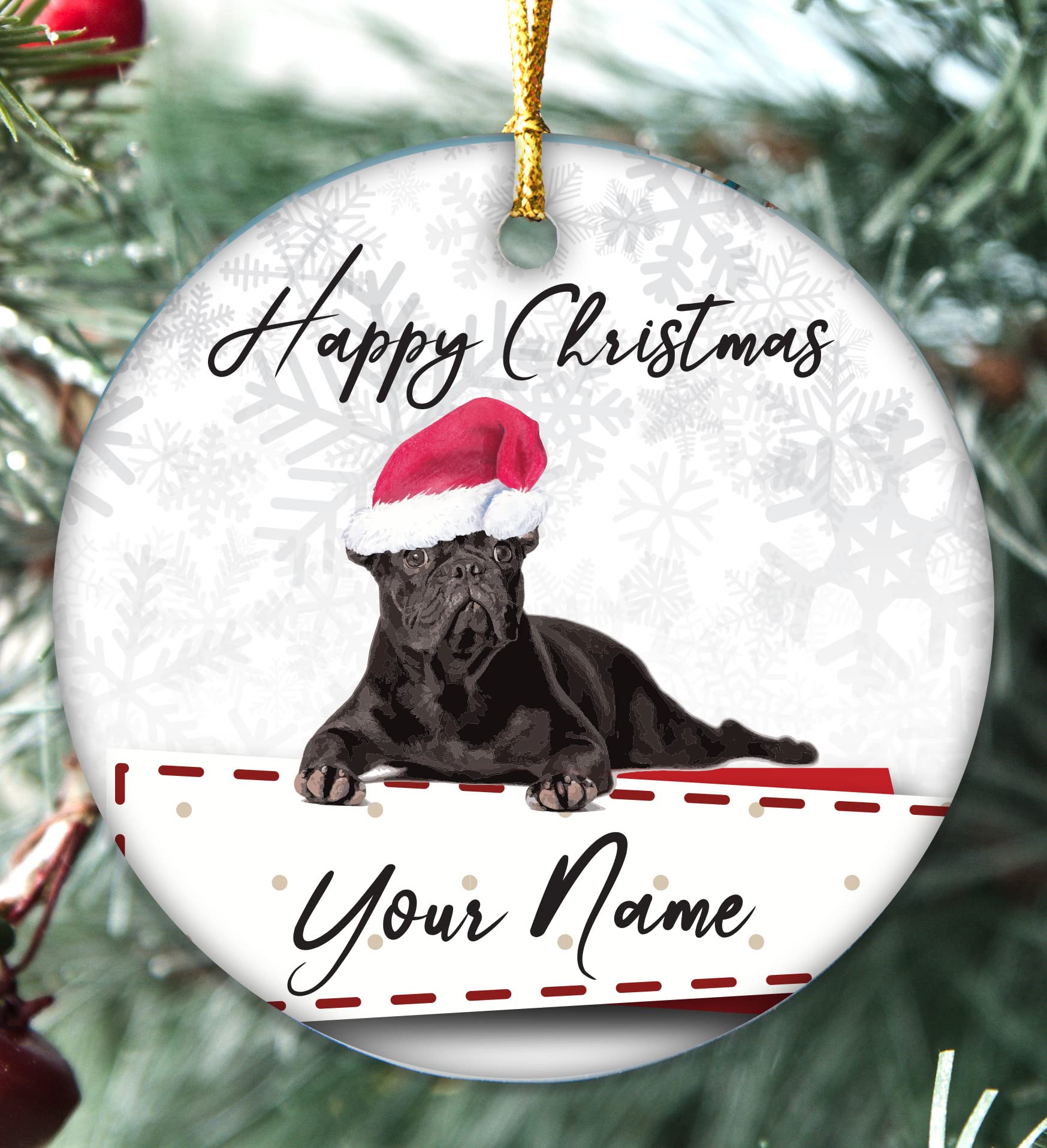 Colourbat Black French Bulldog Handmade Personalised Dogs Christmas Bauble Puppy Pet Xmas Gift Tree Decoration (Black French Bulldog)