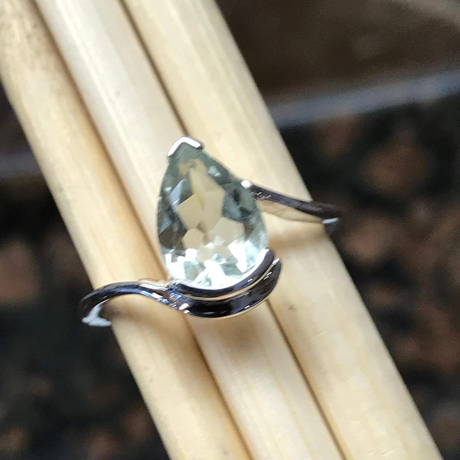Natural 2ct Green Amethyst 925 Solid Sterling Silver Ring Size 5, 7 - Image 8
