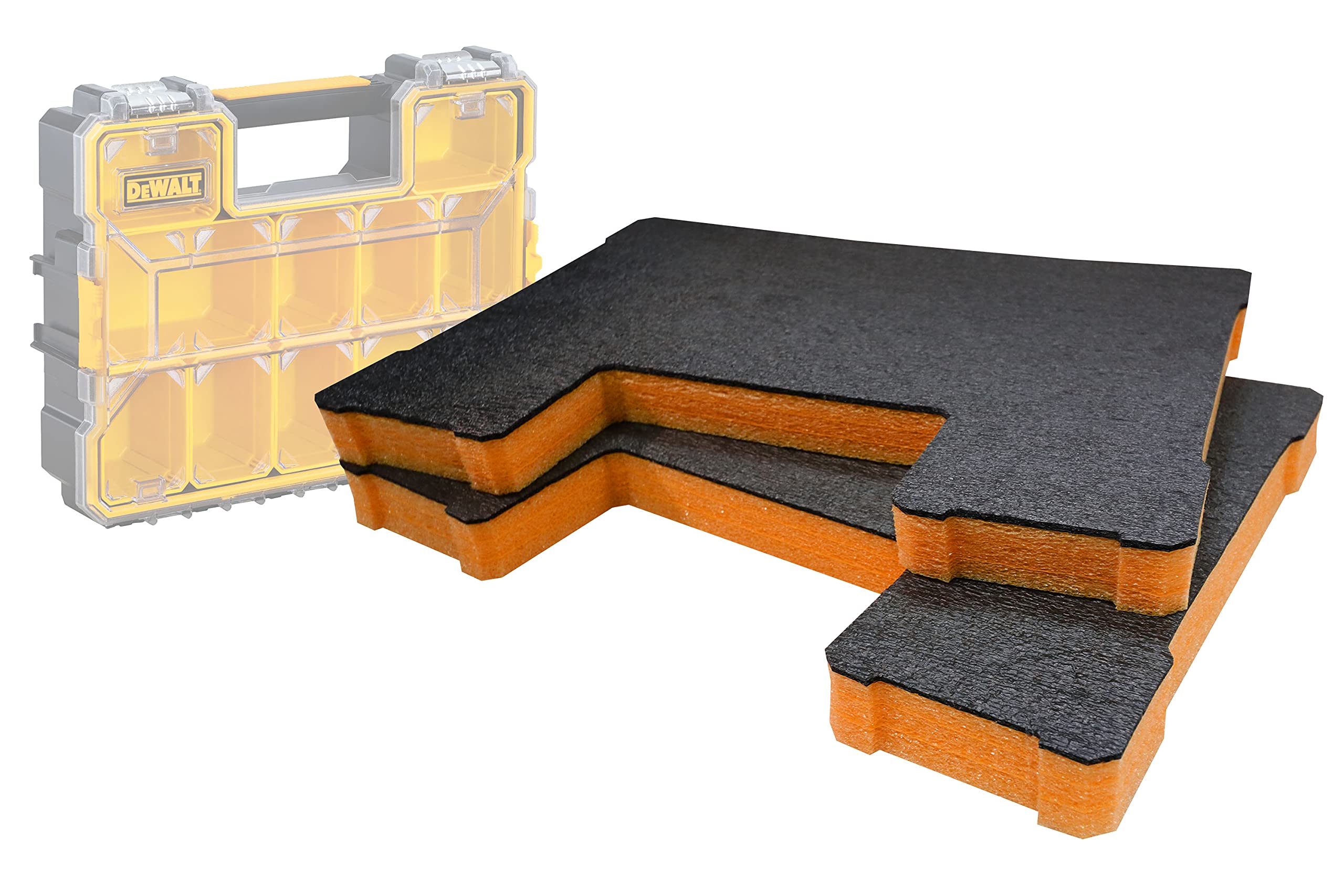Shadow Foam Inserts for Stanley FatMax Pro Organiser & DeWalt Pro Organiser [Orange 30mm Twin Pack] Easy Peel Foam | for Tools, Power Tools and Tool Organisation