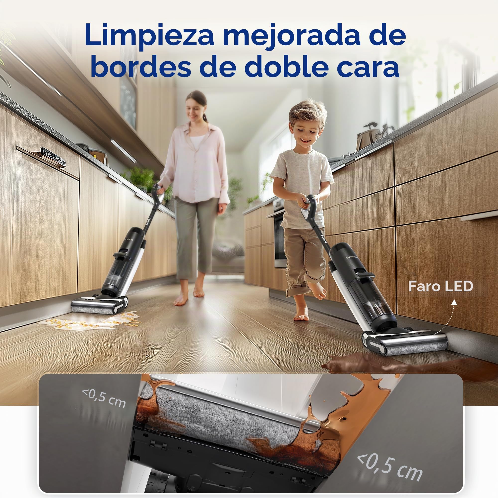 Tineco Floor One S7 Pro, Aspiradora-Fregona Inteligente en Seco y Húmedo | Pantalla LED, Gran Autonomía, Ideal para tareas tenaces y pelos de animales