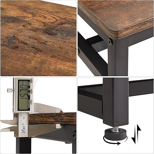 Miniatura 6 de IBUYKE Taburetes de madera de un solo paso para niños y adultos, con marco de metal, soporta hasta 500 libras, taburete de pie de noche para