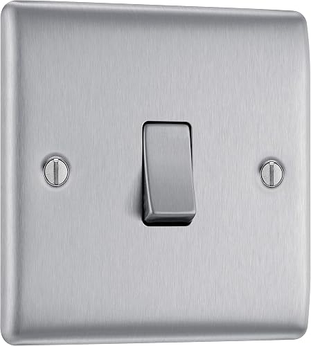 Masterplug NBS12 10 A 1-Gang 2-Way Metal Brushed Steel Light Switch by Masterplug