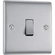 bg electrical nbs12 10ax single 2-way metal brushed steel light switch