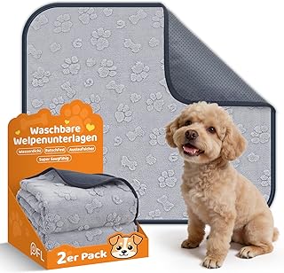 92x80cm Waschbare Welpen Unterlagen 2er-Pack, 4-lagige Saugstarke Auslaufsichere Hunde PIPI Unterlagen für Hundebox und Welpenauslauf, rutschfeste Trainingspads für Hunde und Kleintiere