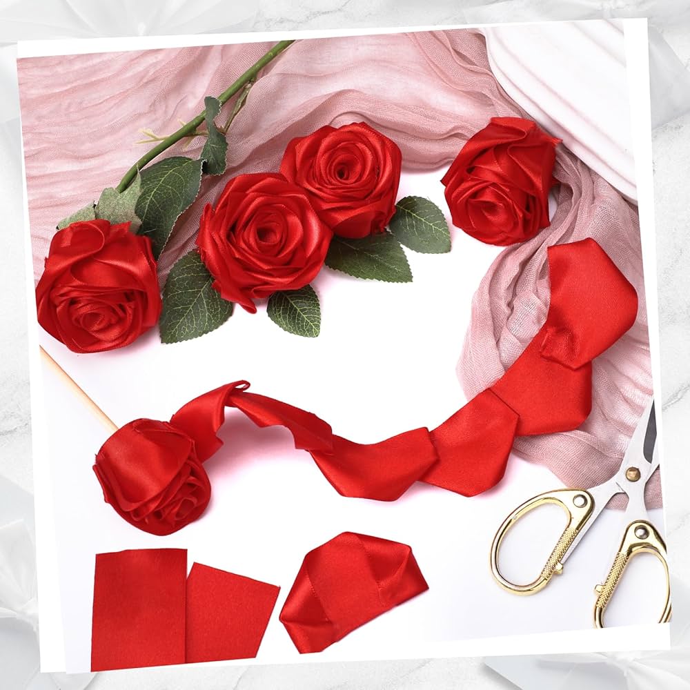 も*も様 Flower ribbon tops Red Red Ribbon for Flower Bouquet Red Satin Ribbon 1 1/2 Inch 25