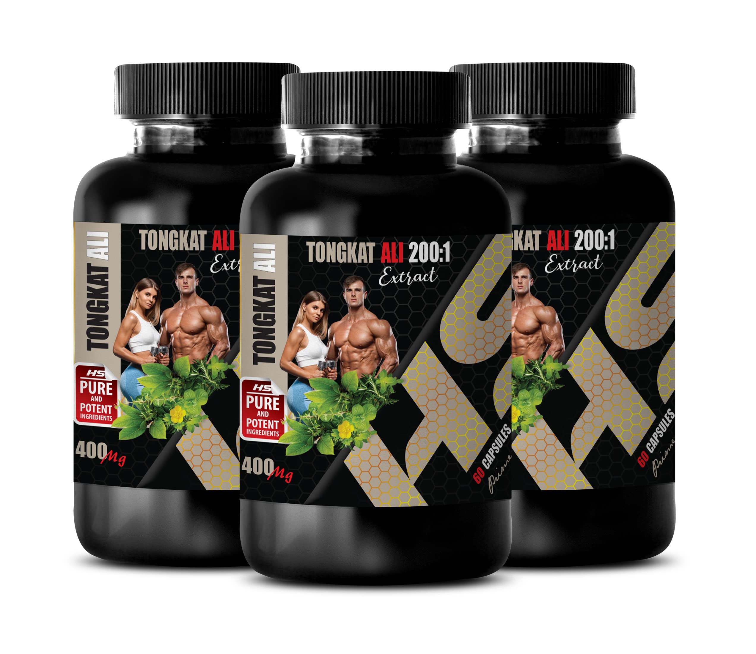 Bodybuilding Supplements - TONGKAT ALI Extract 200:1 400mg - Non-GMO - 3 Bottles 180 Capsules