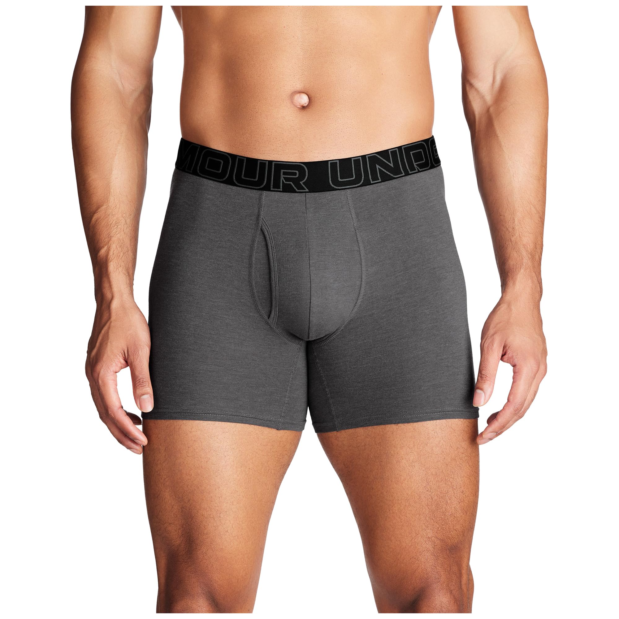 Under Armour Bokserki męskie, 3-pak, bawełniane bokserki, długość wewnętrzna 15 cm, oddychające, odprowadzające wilgoć, miękkie w dotyku, komfort przez cały dzień, Czarny/szary/czerwony, 3XL