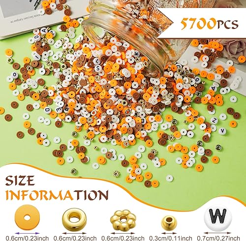 Miniatura 4 de Ferraycle Juego de 5700 cuentas de arcilla Heishi de otoño de Halloween de 0.236 pulgadas (0.236 in), arcilla polimérica de otoño, 4 de julio,