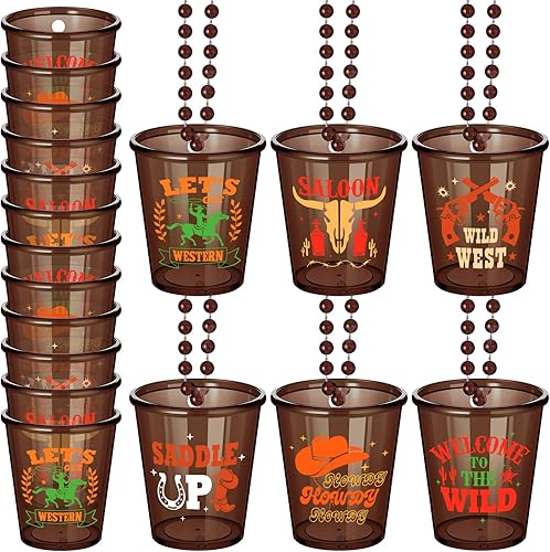 12 piezas de botas vaqueras occidentales con cuentas de cristal de chupito, collares de plástico para vaquera, copas, decoración de fiesta de