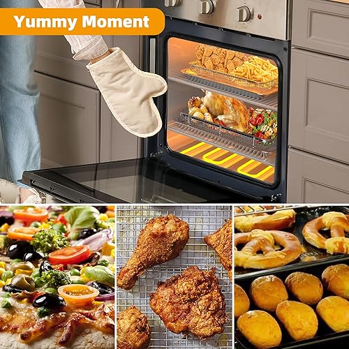 Miniatura 7 de YEPATER Cesta para freidora de aire, cesta gruesa para freidora de aire de tamaño extra grande para horno, sartén de aire de acero inoxidable de